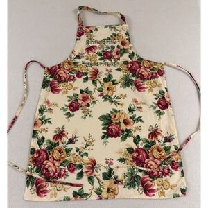 April Cornell Apron French Country Pocket Cotton Kitschy Roses Garden Shabby